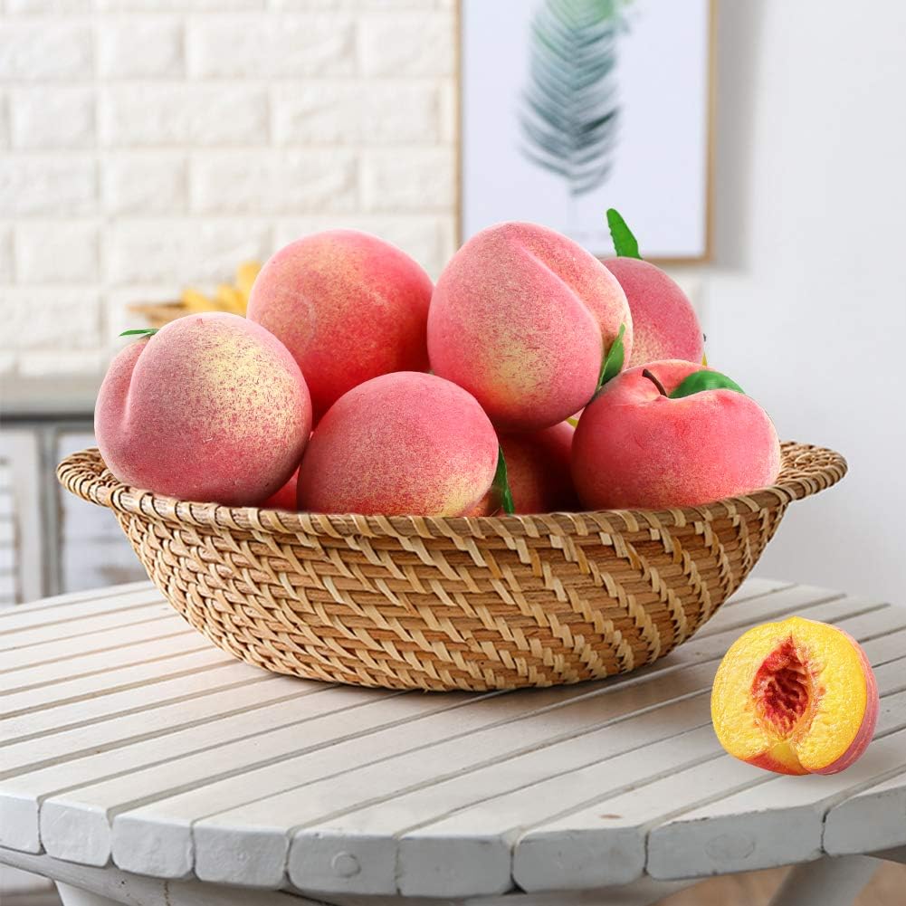 Earthflora Artificial Fruits Vegetables Herbs Inch Artificial Fruit Peach With Leaves